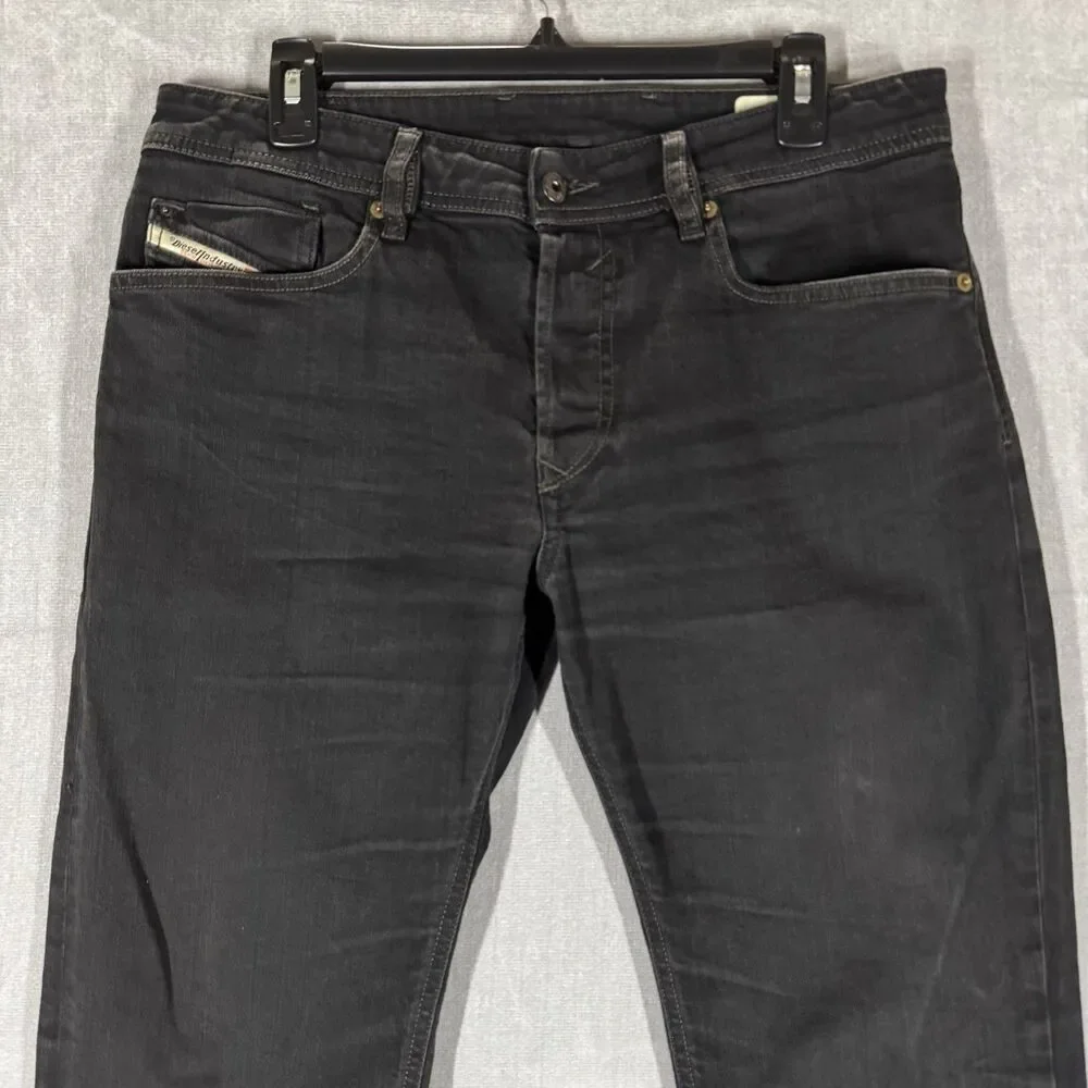 Diesel Waykee Jeans Mens 32x32 Black Regular Straight Button Fly Stretch Denim